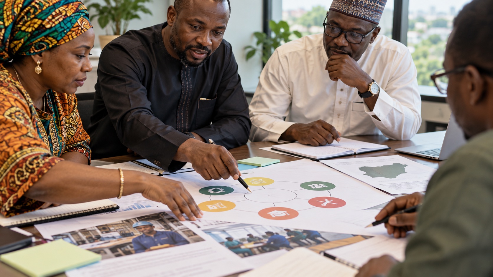Illustrative planning discussion around skills-policy charts.