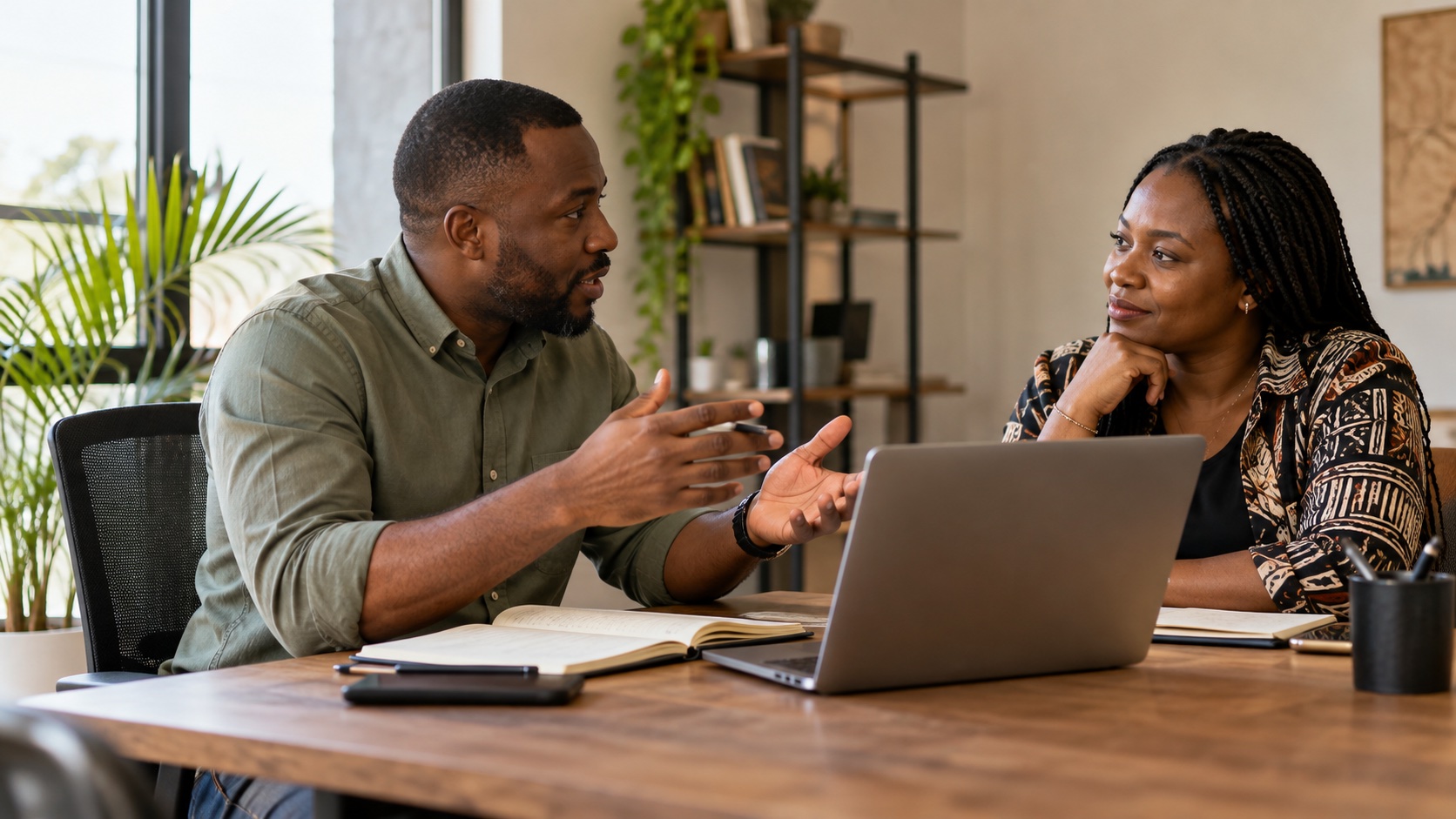 Illustrative mentoring discussion between two professionals.