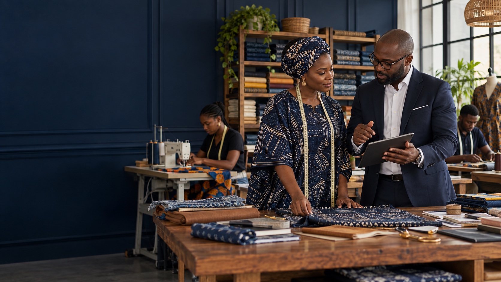 A textile entrepreneur and business adviser discussing enterprise growth.